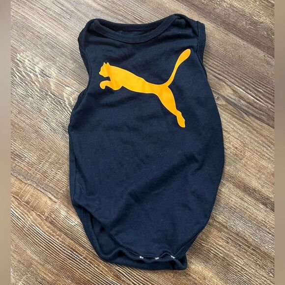 Puma Dark Navy Blue Sleeveless Baby Boy Snap Up Onesie Size 0/3M - Picture 1 of 3